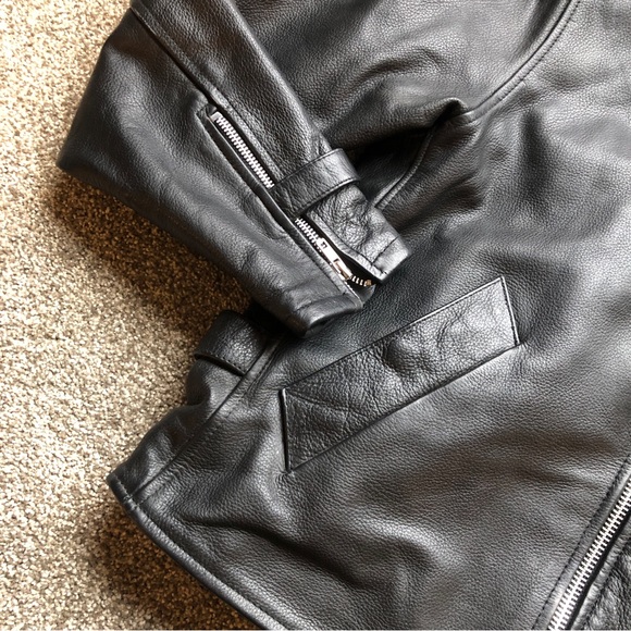 Y2K REDLINE LEATHER JACKET BLACK SIZE MEDIUM - Picture 4 of 11